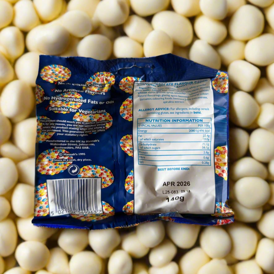 Hannah's White Chocolate Jazzles 140g Bag